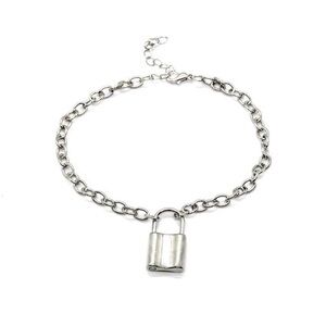 Silver Lightweight Chainlink Bracelet with Lock Charm
